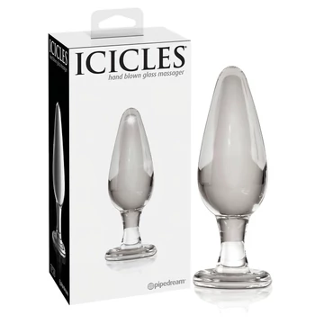 Icicles No. 26 - kónický, sklenený análny kolík (priehľadný)