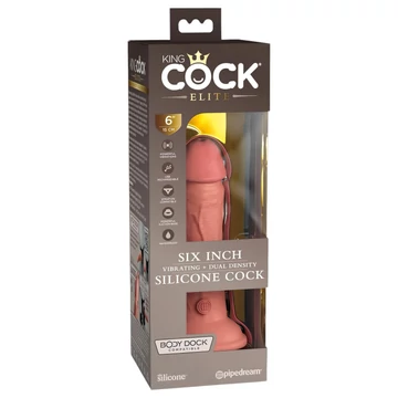 King Cock Elite 6 - realistický vibrátor s prísavkou (15 cm) - prírodný