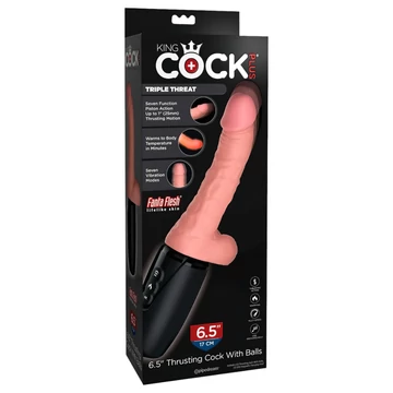 King Cock Plus 6,5 - pulzujúci vibrátor s semenníkmi - prírodný