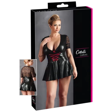 Očarujúce šaty s červeným korzetom - Čierna elegance pre plné krivky! - XL