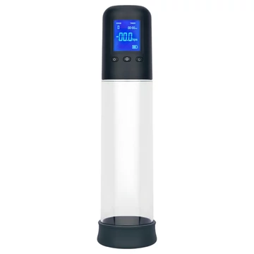 Boners - automatická LCD pumpa na penis (priehľadno-čierna)