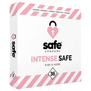 SAFE Intense - Rýhované a bodkované kondómy (36ks)