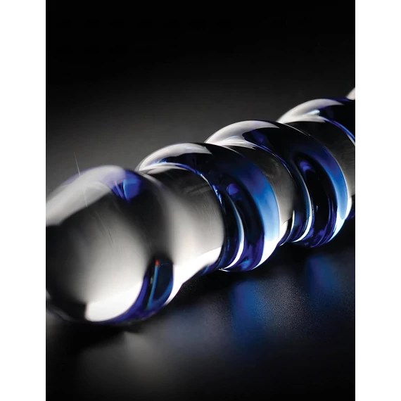 Icicles No. 5 - špirálové sklenené dildo (priehľadné-modré)