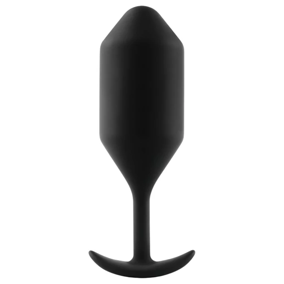 b-vibe Snug Plug 4 - čierny análny dildo s dvoma guľami (257g)