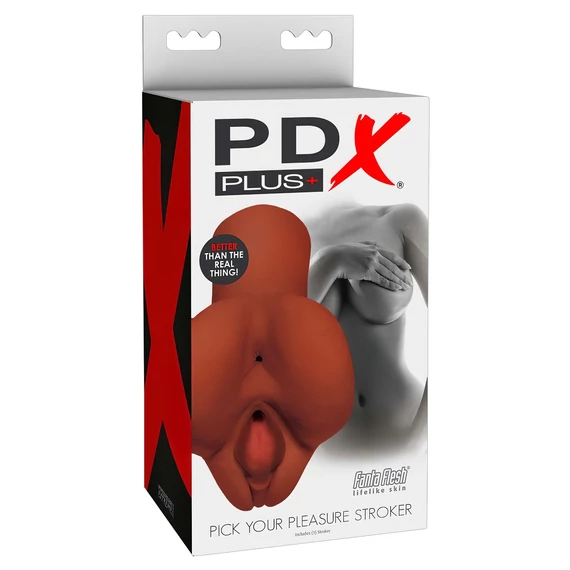 PDX Vyberte svoje potešenie - 2v1 realistický masturbátor (hnedý)