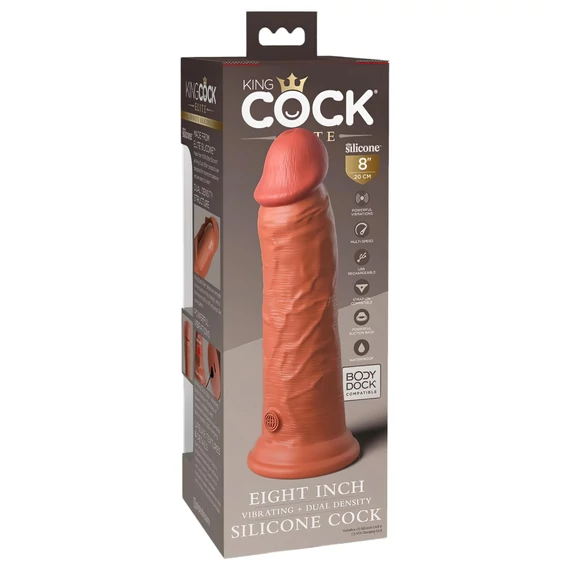 King Cock Elite 20cm - realistický vibrátor (tmavý telový)