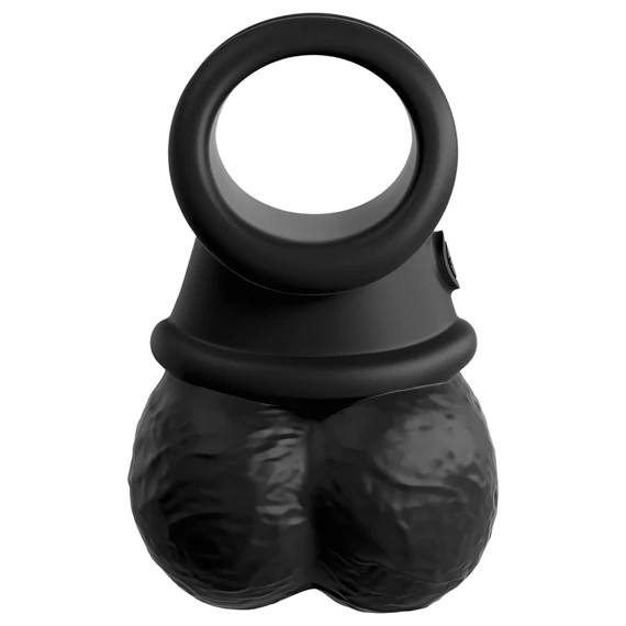 King Cock Elite Crown Jewels - kyvné semenníky, nadstavec na penis (čierny)