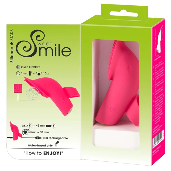 SMILE Licking - prstový vibrátor s jazykom a vlnami (ružový)