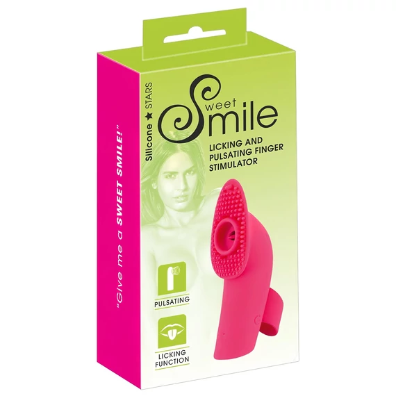 SMILE Licking - prstový vibrátor s jazykom a vlnami (ružový)