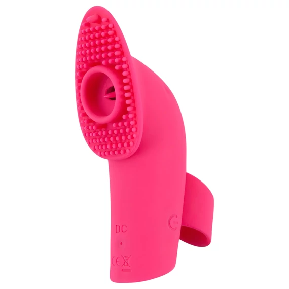 SMILE Licking - prstový vibrátor s jazykom a vlnami (ružový)