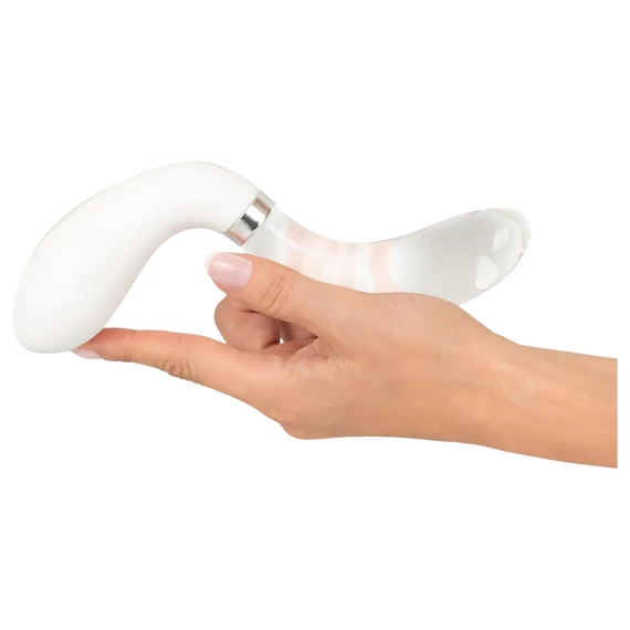 Liaison Curve - nabíjací LED vibrátor (priehľadný-biely)