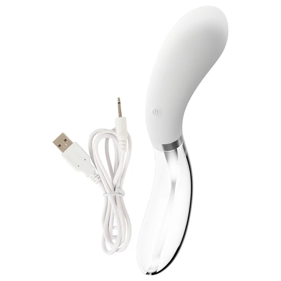 Liaison Curve - nabíjací LED vibrátor (priehľadný-biely)