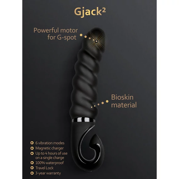 Gvibe G-jack 2: Nabíjací vodotesný silikónový vibrátor (čierny)