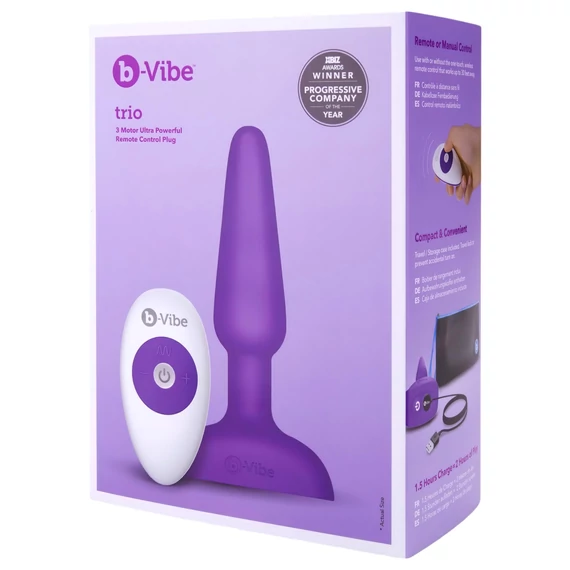 b-Vibe Trio - 3-motorový análny vibrátor (fialový)