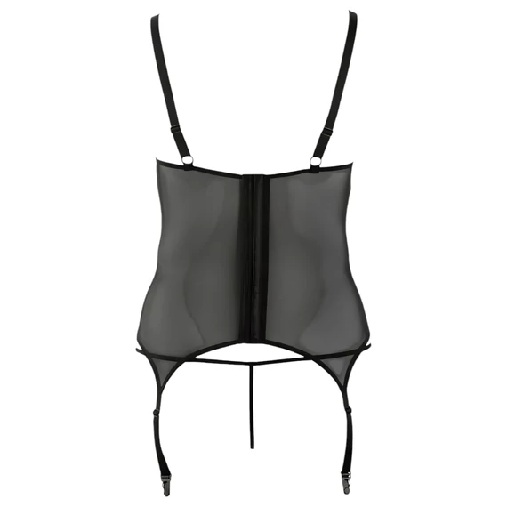Cottelli - Kvetinový top pre plné krivky (čierny) - XL