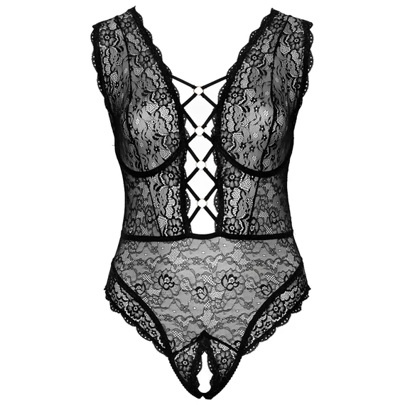 Cottelli Curves - priehľadné vzorované body (čierne) - 85D/L