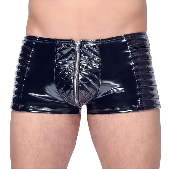 Black Level - rebrované šortky na zips pre mužov (čierne) - S