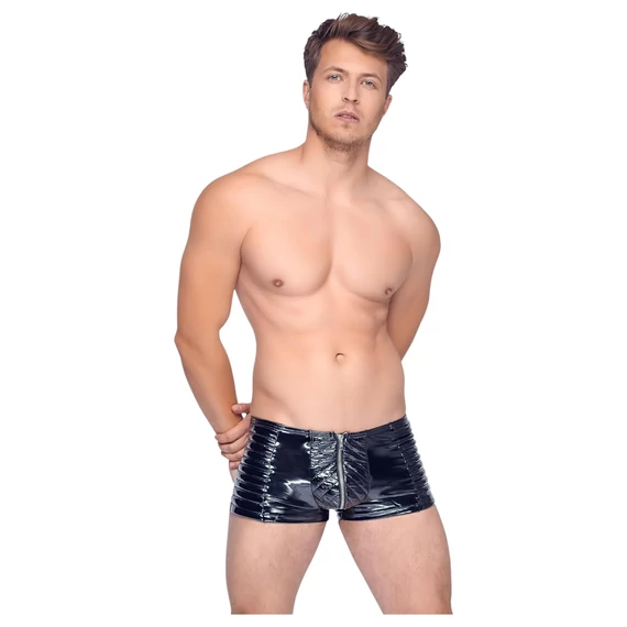 Black Level - rebrované šortky na zips pre mužov (čierne) - S
