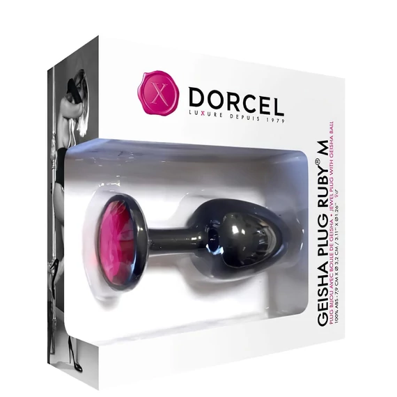 Dorcel Geisha análny šperk Ruby M - čierny s ružovým drahokamom