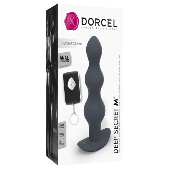 Dorcel Deep Secret M - nabíjací, rádio análny vibrátor (čierny)