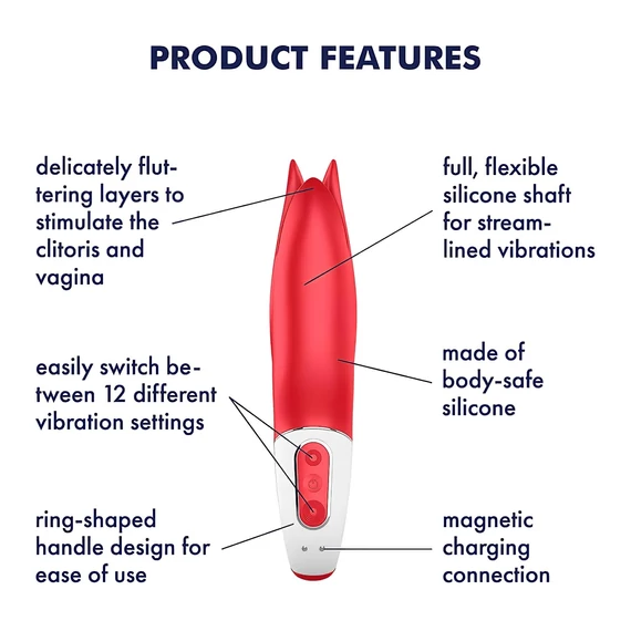 Satisfyer Power Flower - nabíjateľný, vodotesný vibrátor (červený)