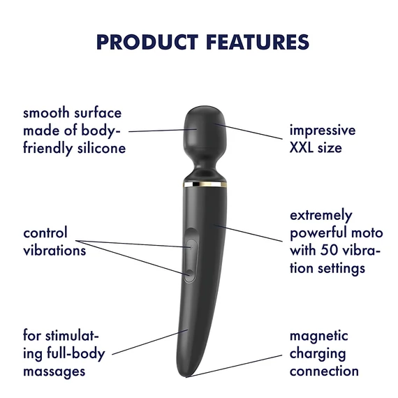 Satisfyer Wand-er Woman - vodotesný masážny vibrátor (čierny)