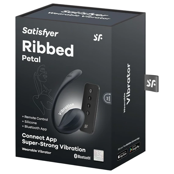 Satisfyer Ribbed Petal - čierne vibračné vajíčko s ovládaním