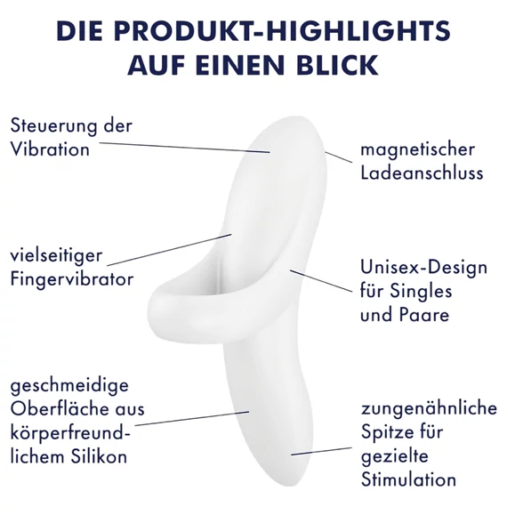 Satisfyer Bold Lover - nabíjateľný vodeodolný prstový vibrátor (biely)