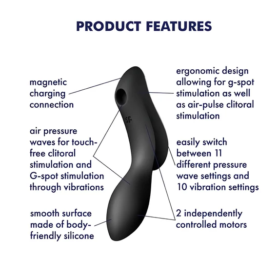 Satisfyer Curvy Trinity 2 - čierny 2v1 vibrátor s vlnami