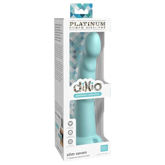 Dillio Slim Seven - prísavný stimulujúci vibrátor (20cm) - tyrkysový