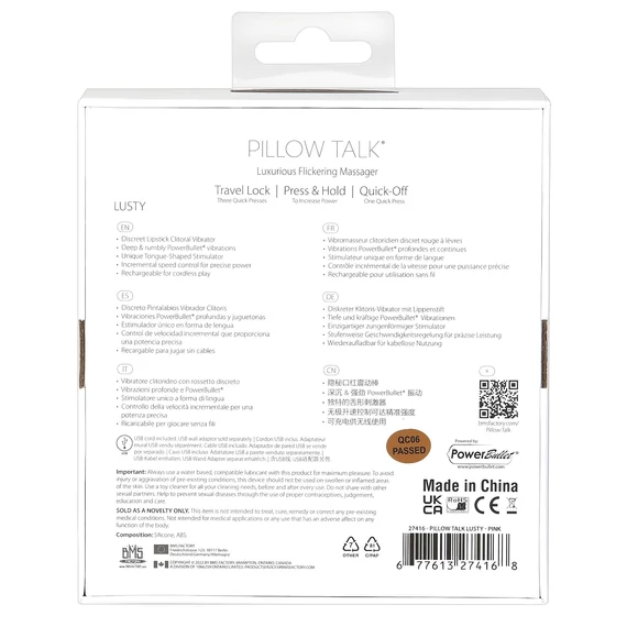 Pillow Talk Lusty - nabíjací jazýčkový vibrátor (ružový)