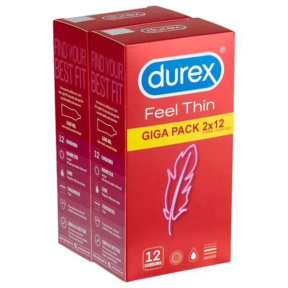 Durex Feel Thin - prirodzený pocit kondóm, balenie 2x12 ks