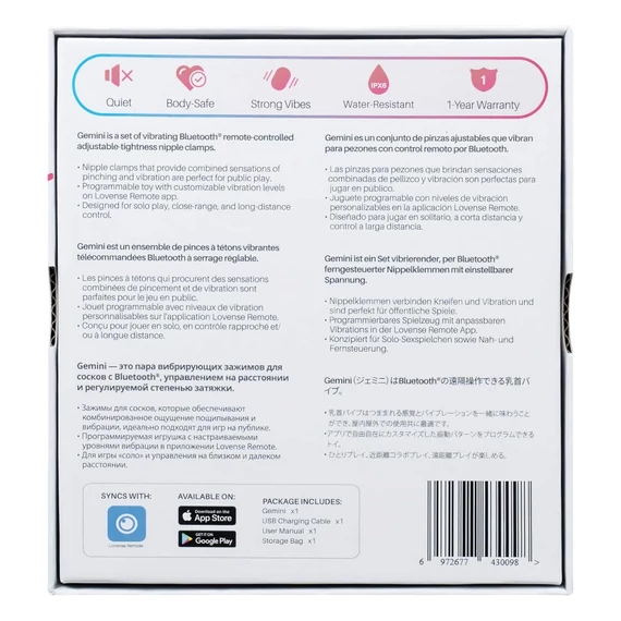 LOVENSE Gemini - smart vibračný klip na bradavky (ružový)