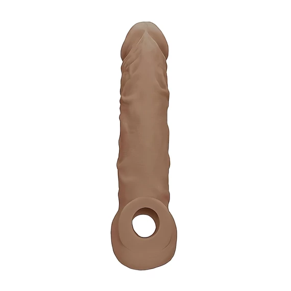 RealRock návlek na penis 21 cm - tmavý naturál