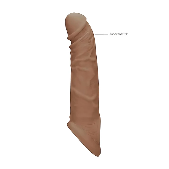 RealRock návlek na penis 21 cm - tmavý naturál
