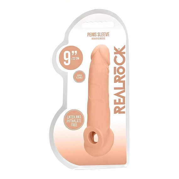 RealRock návlek na penis 21,5 cm - prirodný