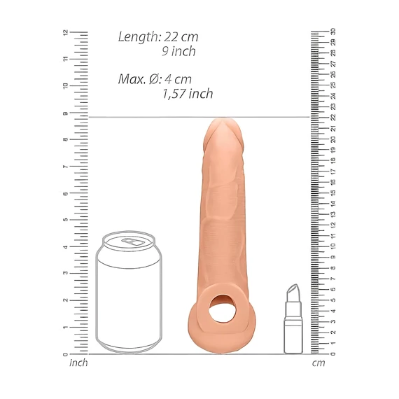 RealRock návlek na penis 21,5 cm - prirodný