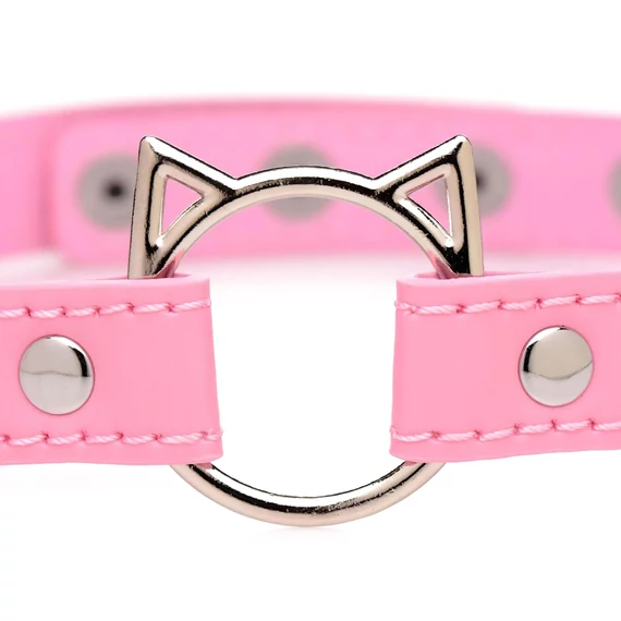Master Series Kinky Kitty - ružový obojok s mačacou hlavou