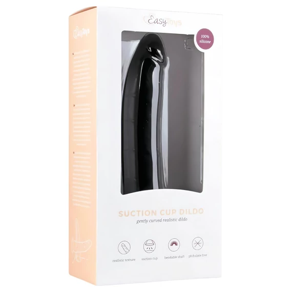 Easytoys - čierne silikónové dildo s prísavkou (21cm)