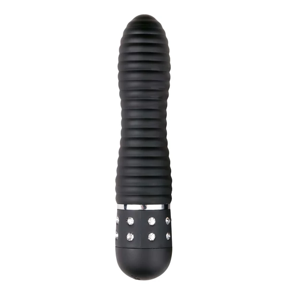 Easytoys Diamantový - rebrovaný vibrátor (čierny)