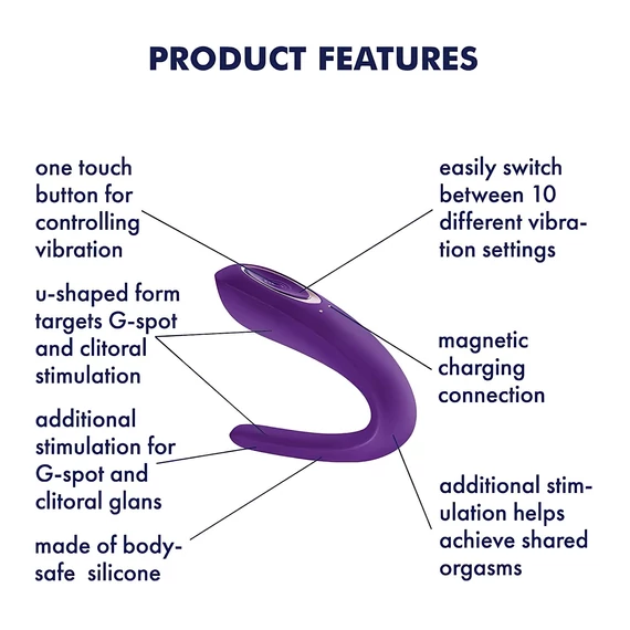 Satisfyer Double Classic - vodotesný duálny vibrátor pre páry (fialový)