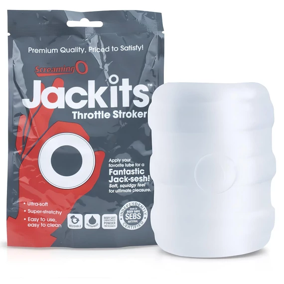 Screaming Jackits - masturbátor, krúžok a napinák (priehľadný)
